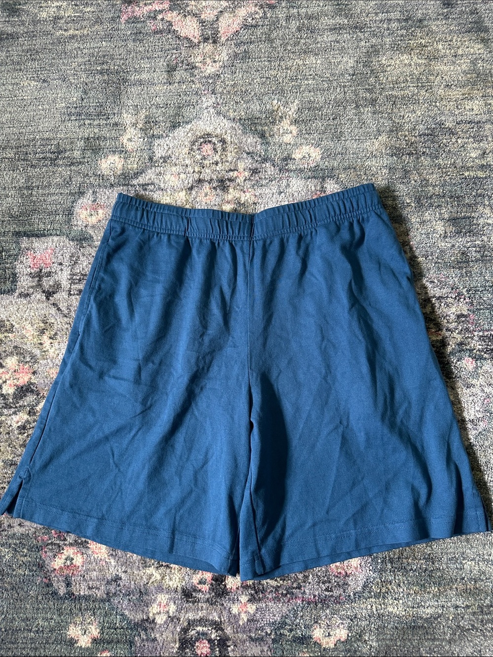 Lands' End Men's Elastic-Waist Lounge Shorts in Deep Blue with Pockets M (32-34)